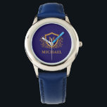 Navy Blue and Gold Personalized Monogram Name Watch<br><div class="desc">Navy Blue and Gold Personalized Stylish Monogram Name. For further customization,  please click the "Customize it" button and use our design tool to modify this template.</div>