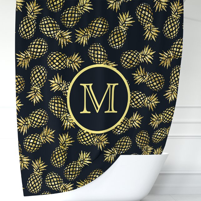 Navy Blue and Gold Pineapple Monogram (Creator Uploaded)