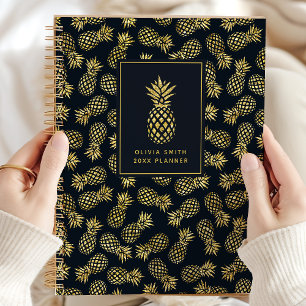 Navy Blue and Gold Pineapple   Personalized Planner