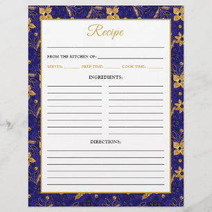 Navy Blue and Gold Poinsettia Flowers Recipe Page