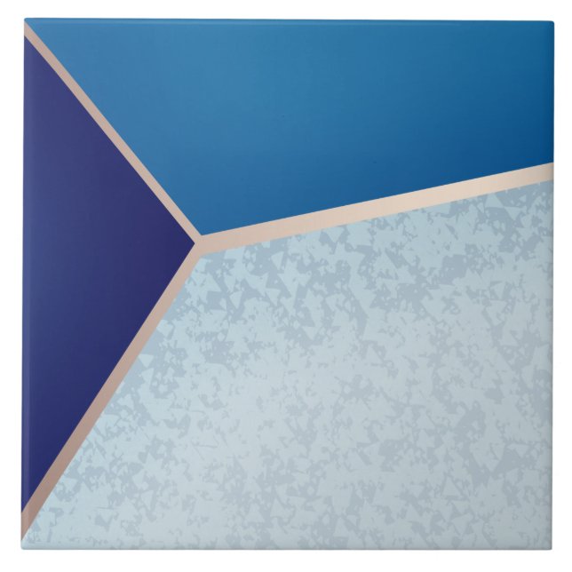 Navy Blue and Gold Shine Colour Block Tile (Front)