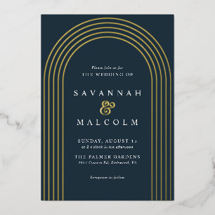Navy Blue and Gold   Simple Modern Arch Wedding