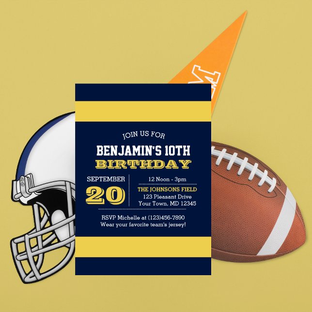 Navy Blue and Gold Team Birthday Invitation (Creator Uploaded)