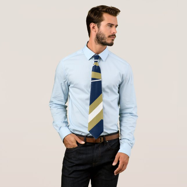 Navy Blue and Gold Tie (In Situ)