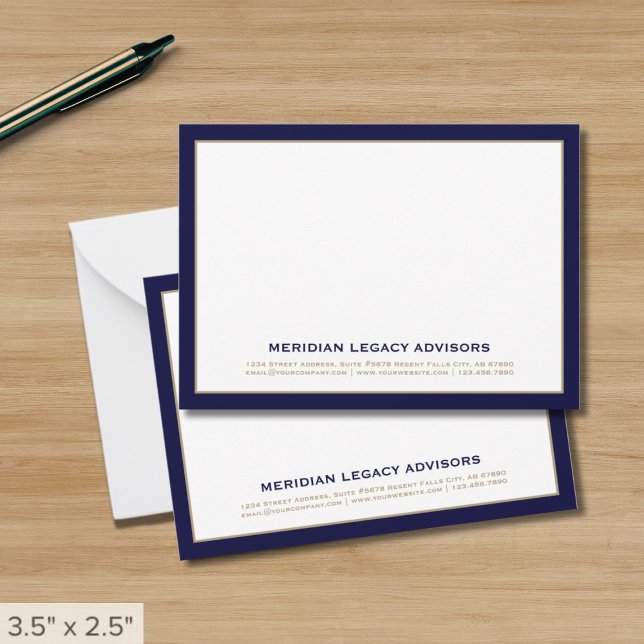 Navy Blue and Gold Typographic Note Card (Creator Uploaded)