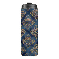 Navy Blue and Gold Vintage Damask Pattern