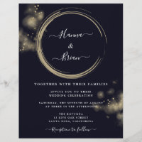 Navy Blue And Gold Wedding Flyer