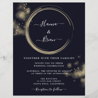 Navy Blue And Gold Wedding Flyer