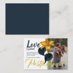 Navy Blue and Gold Wedding Postponement Advice Card<br><div class="desc">Send your guests these wedding postponement cards with dark blue and gold lilies. These change the date cards are beautiful with matching address labels. They are easy to personalize, and size choices are available. Tiger lily designs are beautiful as a set and will be a great keepsake long after your...</div>