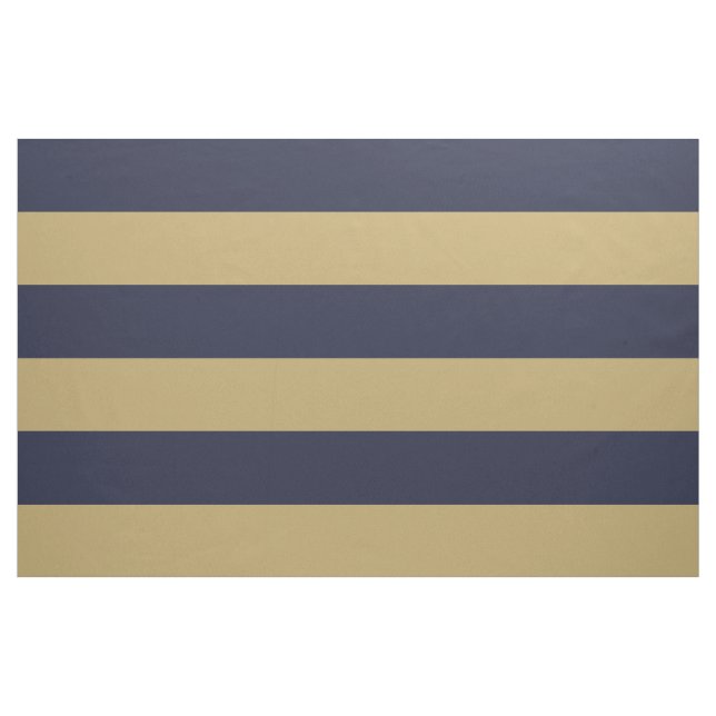 Navy Blue and Gold Wide Stripes Large Scale Fabric (Yard)