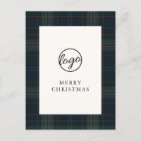 Navy Blue and Green Plaid Business Christmas