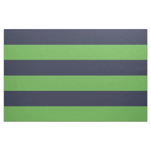 Navy Blue and Green Wide Stripes Large Scale Fabric