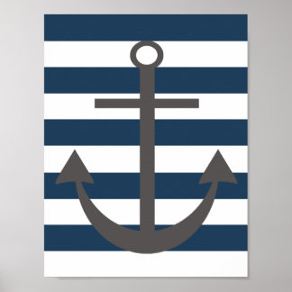 Navy Blue and Grey Anchor Nursery Print