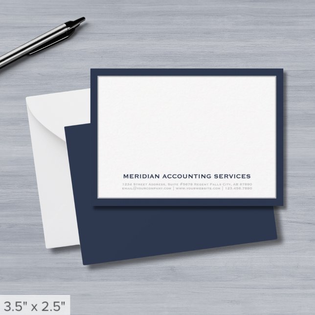 Navy Blue and Grey Business Note Card (Creator Uploaded)