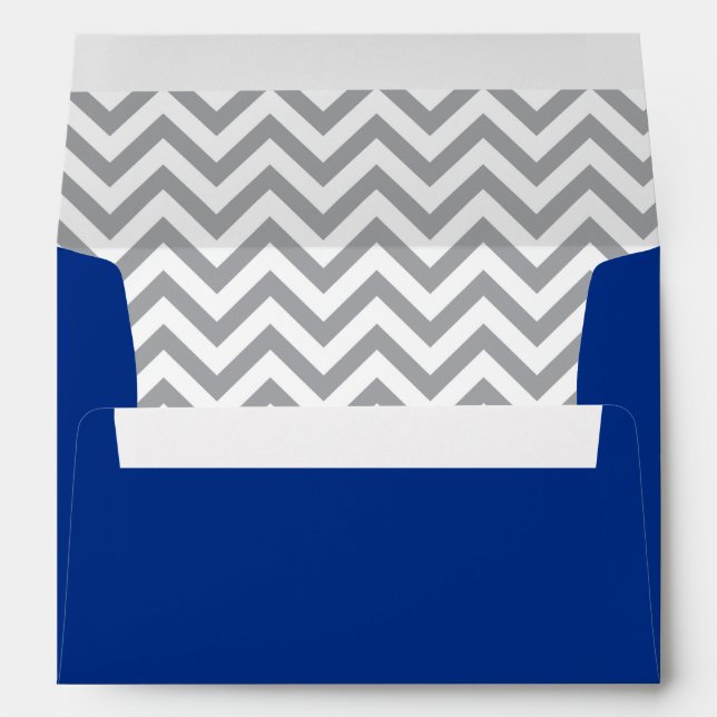 Navy Blue and Grey Chevron Return Address Envelopes (Back (Bottom))