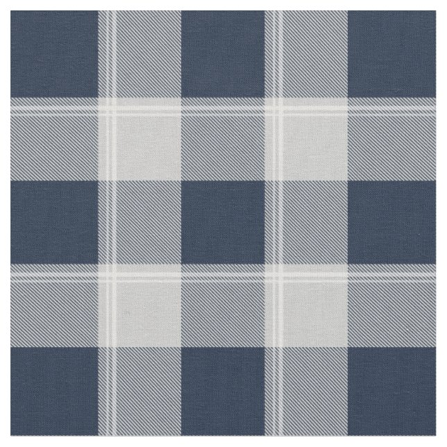 Navy Blue and Grey Lumberjack Plaid Fabric (Close Up)