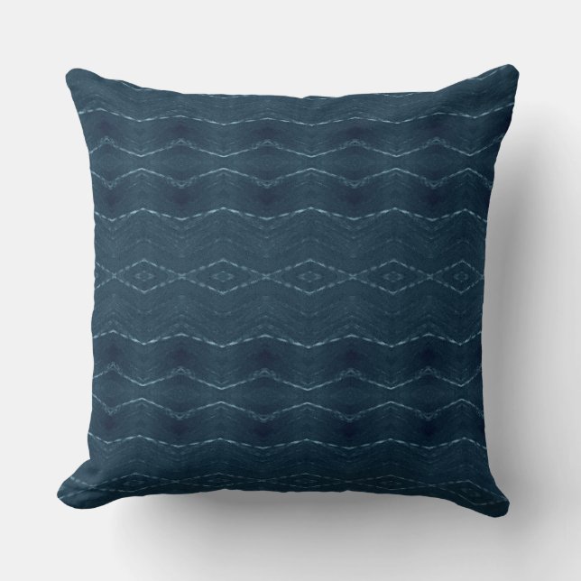 Navy Blue And Grey Throw Pillow (Front)