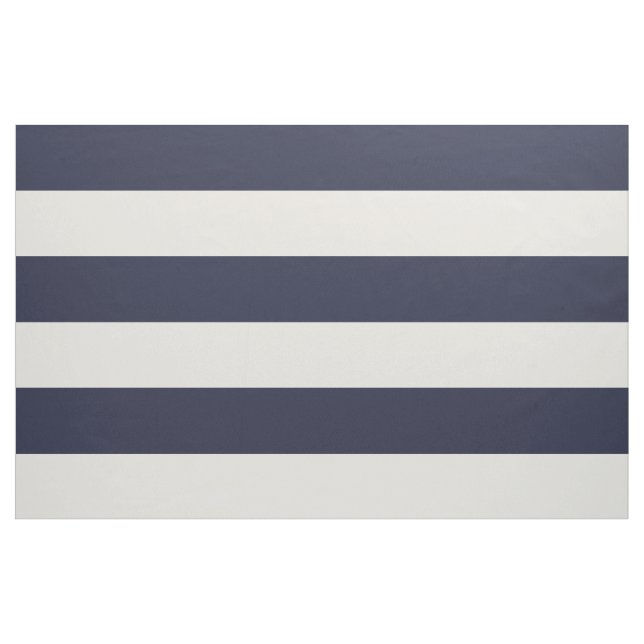 Navy Blue and Ivory Wide Stripes Large Scale Fabric (Yard)