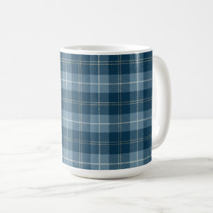 Navy Blue and Light Blue Tartan Plaid Pattern Coffee Mug