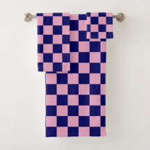 Navy Blue and Light Pink Checkerboard Pattern