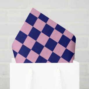 Navy Blue and Light Pink Chequerboard Pattern Tissue Paper
