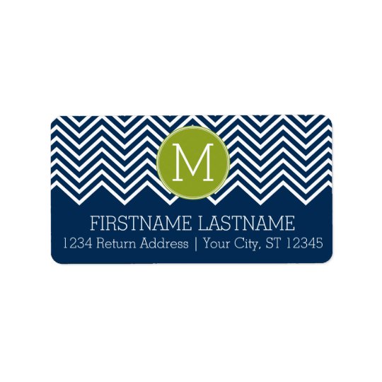 Navy Blue and Lime Green Chevrons Custom Monogram