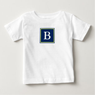 Navy Blue and Lime Green Monogram Baby T-Shirt