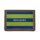 Navy Blue and Lime Green Rugby Stripes Custom Name