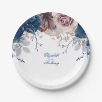 Navy Blue and Mauve Floral Wedding