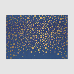 Navy Blue and Metallic Gold Confetti Tissue Paper