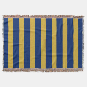 Navy Blue and Metallic Gold Vertical Striped Throw Blanket