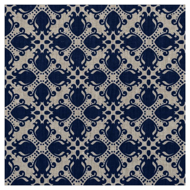 Navy blue and natural fabric (Swatch)