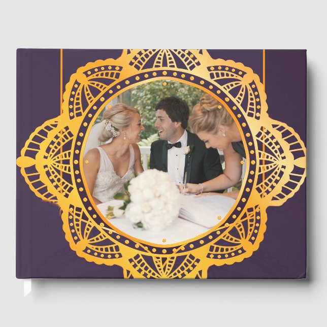 Navy Blue and or Violet with Gold Mandalas Guest Book (Front)
