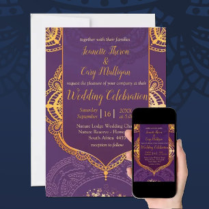 Navy Blue and or Violet with Gold Mandalas Invitation