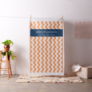 Navy Blue and Orange Bridal Shower Photo Backdrop