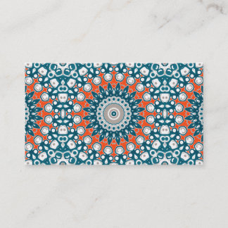 Navy Blue and Orange on White Medallion Art Business Card
