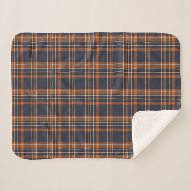 Navy Blue and Orange Plaid (Devant (Horizontal))