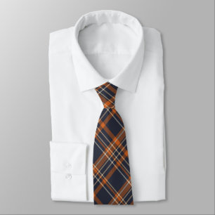 Navy Blue and Orange Plaid Tie