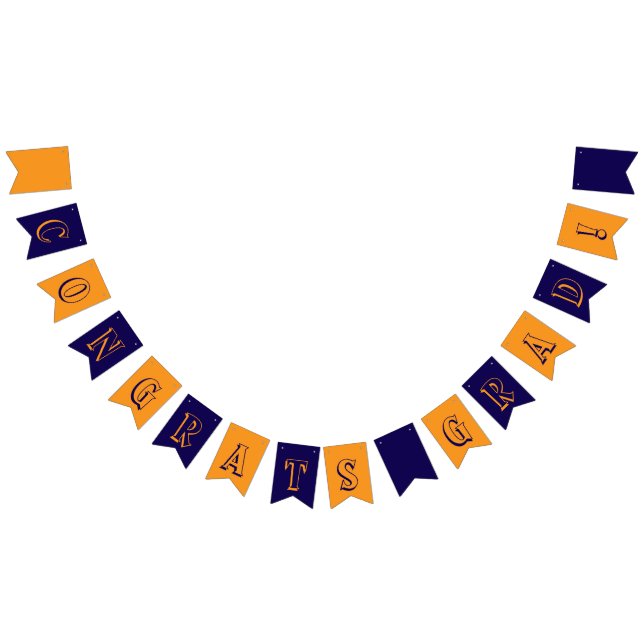 Navy Blue and Orange School Colours Graduation Bunting Flags (All)