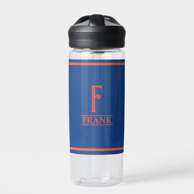 Navy Blue and Orange Water Bottle (Front)