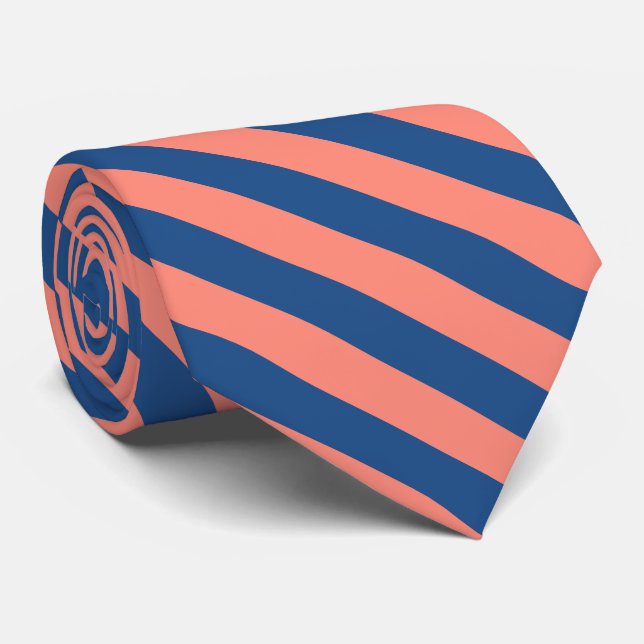Navy Blue and Peach Orange Tie (Rolled)