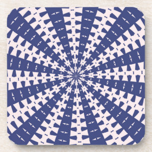 Navy Blue and Pink Dovetail Kaleidoscope Coaster