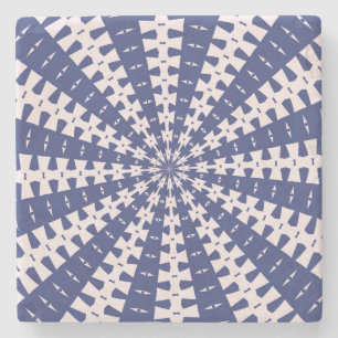 Navy Blue and Pink Dovetail Kaleidoscope Stone Coaster