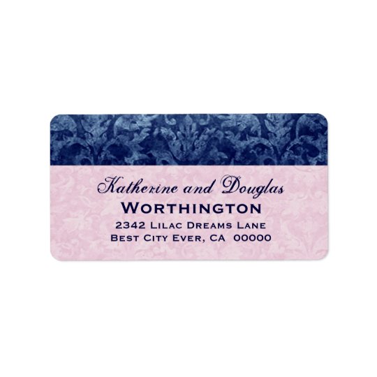 Navy Blue and Pink Grunge Damask Wedding V5
