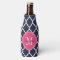 Navy Blue and Pink Moroccan Quatrefoil Monogram