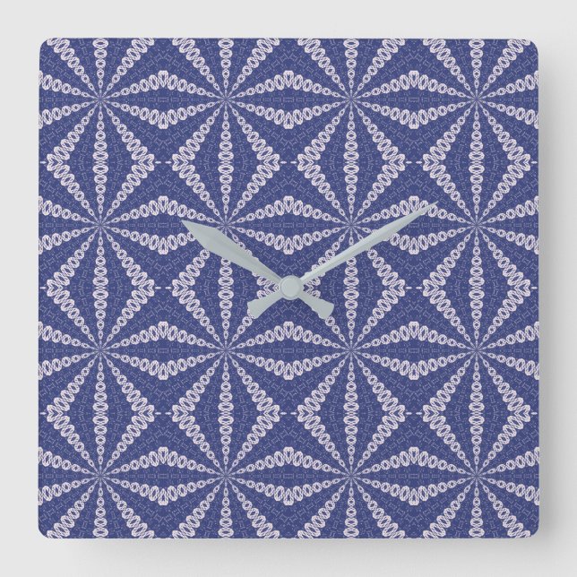 Navy Blue and Pink Origami Fortune Teller Pattern Square Wall Clock (Front)