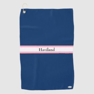 Navy Blue and Pink Personalized Golf Towel HAMbWG