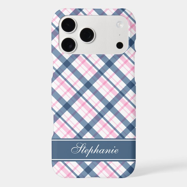 Navy Blue and PInk Plaid Pattern (Back)