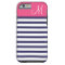 Navy Blue and Pink Preppy Stripes Custom Monogram