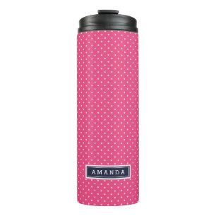 Navy Blue and Pink Tiny Dots Monogram Thermal Tumbler